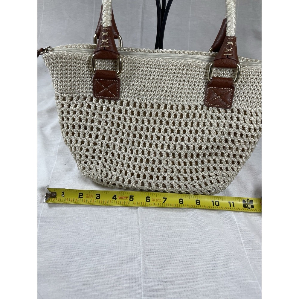 The Sak Cream w/Gold Underlay Cambria Hand Crochet Large Tote Bag/Purse - Picture 7 of 8
